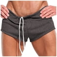 thumbnail image 4 of Glisme Men Shorts Casual Summer New Loose Solid Color Knee-Length Shorts Stretch Activewear Grey, 4 of 4