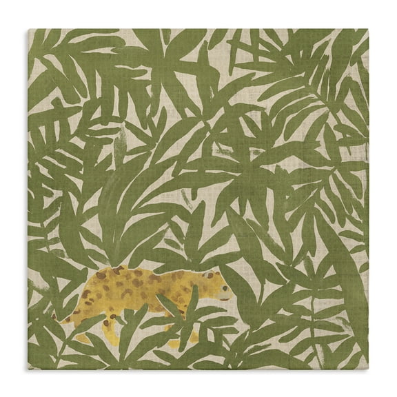 Stupell Industries Prowling Cheetah in Plants Botanical & Floral Painting Gallery Wrapped Canvas Art Print Wall Art, 17 x 17