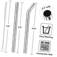 thumbnail image 3 of Bybiment Steel Straws, 12 Pack 8.5" 10.5" Metal Straws 0.24" for 20 oz - 32 oz Tumblers, Long Drinking Straws with Cleaning for Coffee, Smoothies,, 3 of 7