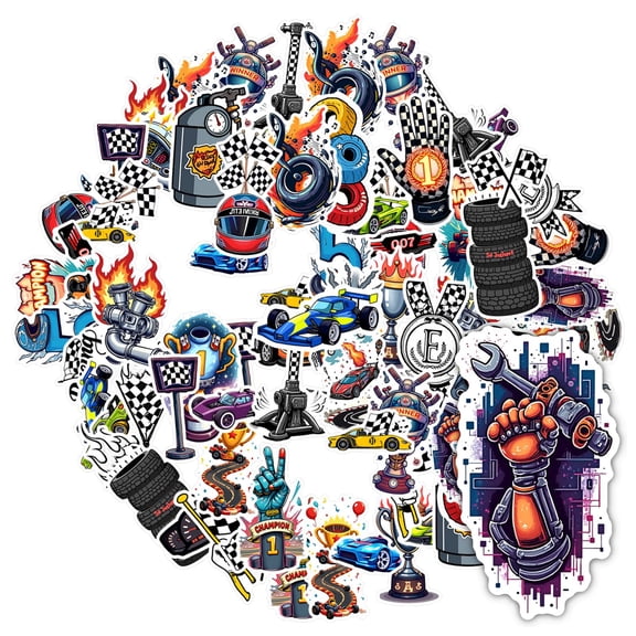 35pcs-50pcs Colorful Racing Stickers Motorsport PVC Stickers Cars Kids Stickers for Laptops Suitcases Guitars
