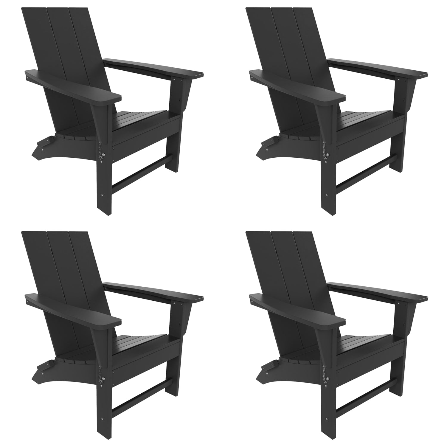 WestinTrends Ashore 4-Piece Foldable Adirondack Chair Set, All-Weather Poly Lumber, Modern Farmhouse Patio Seating, Gray