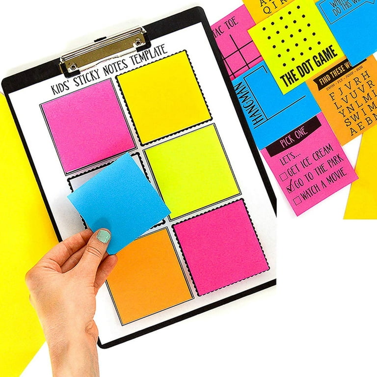 Sticky Notes 3x3, 6 Color Bright Colorful Sticky Pad, 6 Pads/Pack