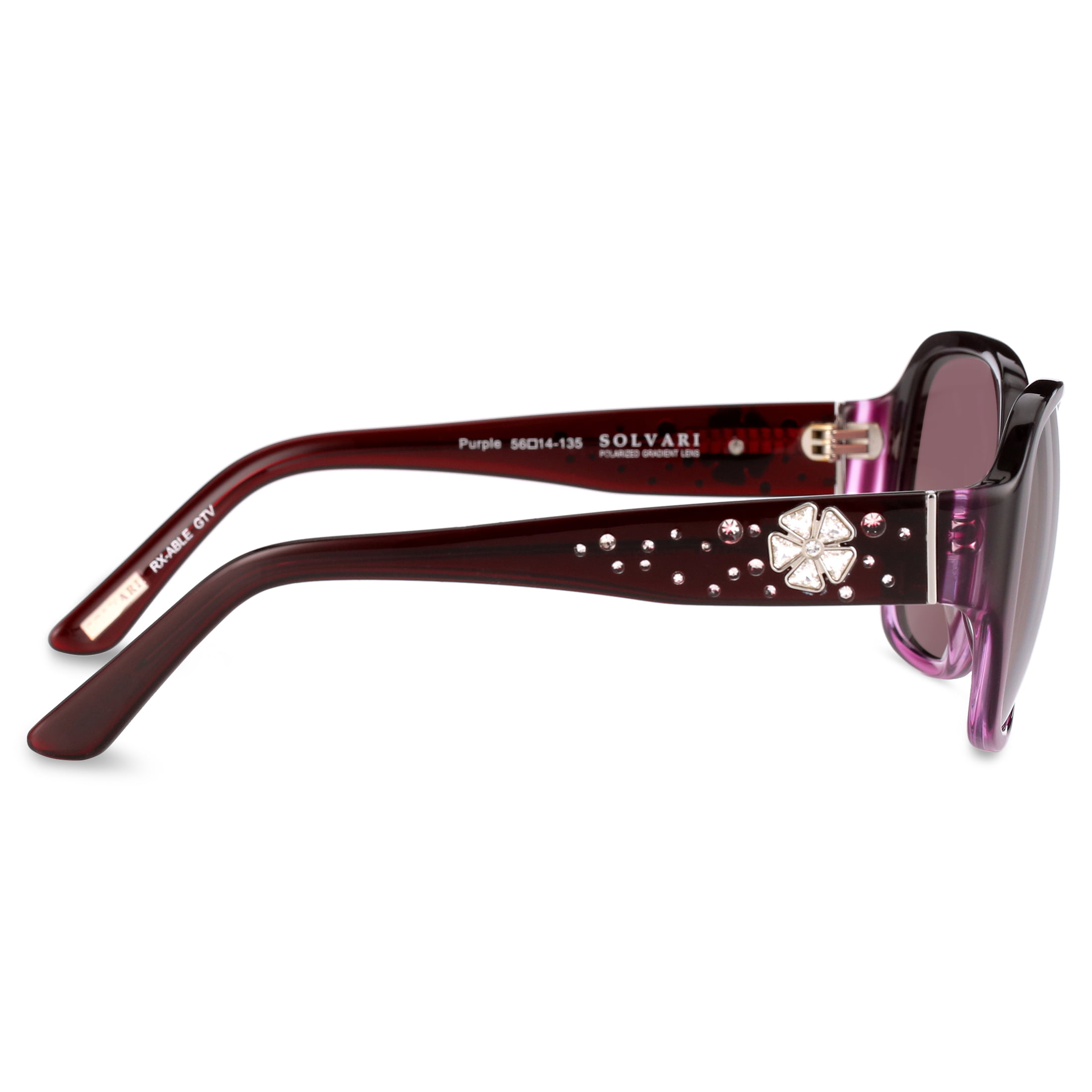 Solvari Purple, Women\'s Rx\'Able Fashion Bonita, Sunglasses, 56-14-135