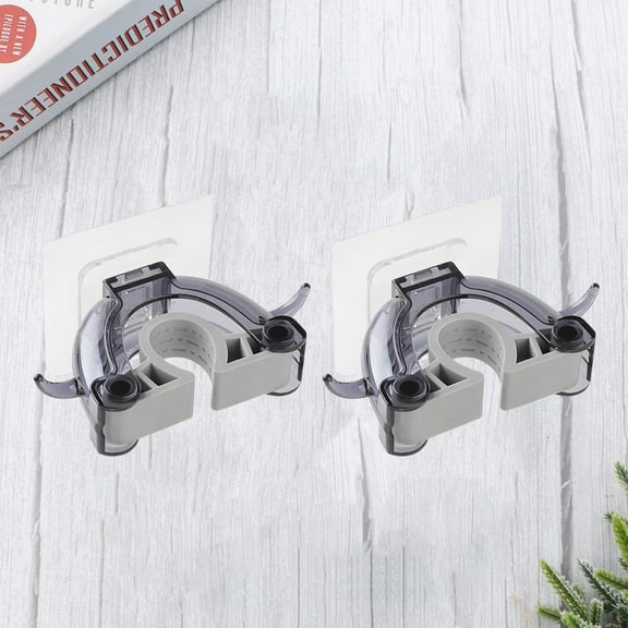 GOOHOCHY  2 Pcs Broom Hanger Clip Mop Hook Bracket Wall Holder and Black