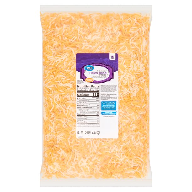 Great Value Finely Shredded Fiesta Blend Cheese, 5 lb