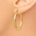 thumbnail image 3 of 10k Satin & Diamond-cut 3mm Round Hoop Earrings in 10k Yellow Gold, 3 of 3