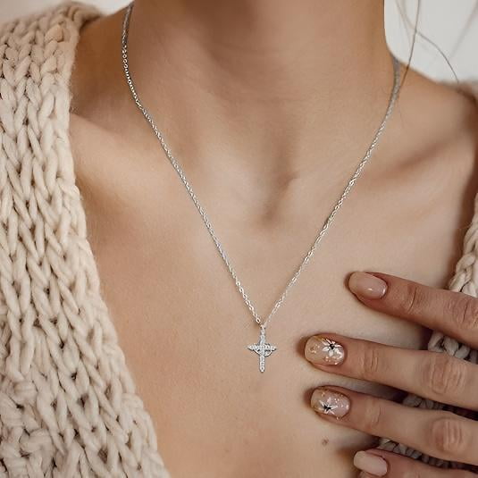 Women's Gifts Upgraded Crown Cross Necklace for Women 14K Gold Plated Crown Cross Pendant Necklace Simple Diamond Gold Necklaces Faith Cross Jewelry First Communion Necklace