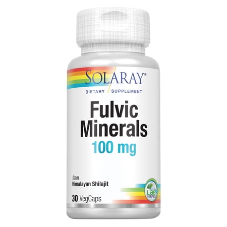 Solaray Fulvic Minerals 100 mg | Himalayan Shilajit | Healthy Digestion  Skin & Brain Support | 30 VegCaps