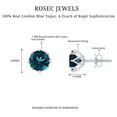 thumbnail image 6 of Rosec Jewels London Blue Topaz Solitaire Stud Earrings - 2.7 Ct - AAA Grade - December Birthstone Earrings - Jewelry Box Included, 925 Sterling Silver, 6 of 7
