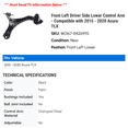 thumbnail image 2 of Front Left Driver Side Lower Control Arm - Compatible with 2015 - 2020 Acura TLX 2016 2017 2018 2019, 2 of 2