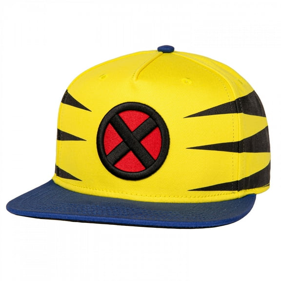 X-Men Wolverine Under Bill Art Flat Brim Hat, Multicolor, Polyester, Adjustable Snapback, Officially Licensed