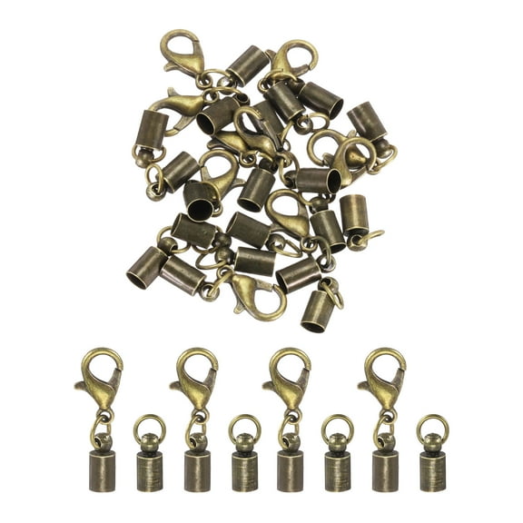 Uxcell 10Pcs Cord End Caps, 3.5mm End Caps Barrel Beads Kumihimo End Caps Iron for DIY Craft (Bronze)