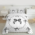 thumbnail image 2 of jejeloiu Cartoon Loves Pattern Queen Comforter Set,Black Lovely Bow Bedding Comforter Set For Girls Reversible 3-Piece, 2 of 8