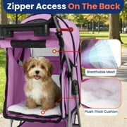 BestPet Pet Stroller Cat Dog Cage Stroller Travel Folding Carrier,Pink, 4 Wheels