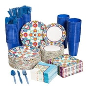 Fun Express Mega Bulk 904 Pieces Colorful Fiesta Tableware Kit for 96 Guests