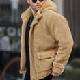 thumbnail image 2 of Windbreaker Jackets For Men Hooded Solid Color Casual Fashion Fleece Mens Jackets Y2K,Khaki,L, 2 of 5