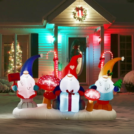 Nifti Nest Christmas Blow Ups Santa Claus Yard Inflatable，Christmas Inflatable Decorations with LED Lights, Xmas Gnomes, Holiday Blow Up Outdoor Yard Decoration for Holiday/Christmas/Party/Garden