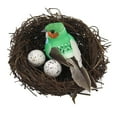 thumbnail image 1 of Pájaro con plumas artificiales con de pájaros y estatuilla de huevo de pájaros Estatua de animal para decoración interior y exterior, 1 of 9