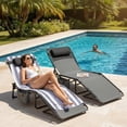 thumbnail image 2 of Multifunctional Reclining Garden Chair - Foldable with Side Pockets & Removable Pillow, Adjustable Backrest - Lightweight and Portable, Suitable for Outdoor Use, Beach, Pool, and Camping - Set of 2, 2 of 7