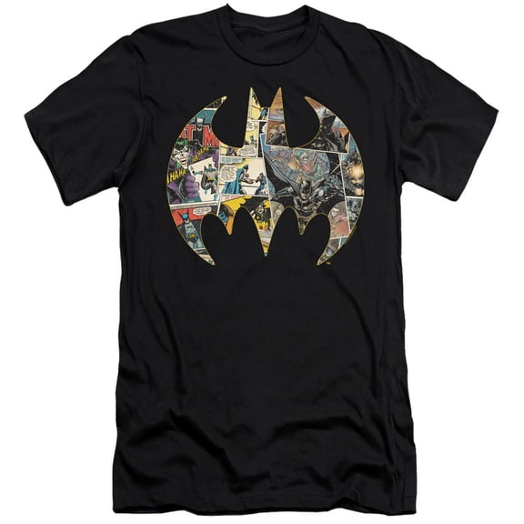 Batman Collage Shield S/S Adult 30/1 T-Shirt Black