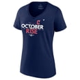 thumbnail image 2 of Women's Fanatics Navy Cleveland Guardians 2022 Postseason Locker Room V-Neck T-Shirt, 2 of 3