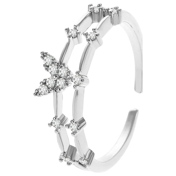 Fiudx Anillo de Circonita Cúbica, Elegante y Ajustable, Cómodo para Cualquier Ocasión, Regalo Ideal para Cumpleaños o Aniversarios, Perfecto para Hombres y Mujeres, Accesorio de Moda.