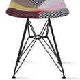 thumbnail image 6 of 2xhome - Multicolor Patchwork Ann - Modern Upholstered Side Fabric Chair Patchwork Multi-pattern Eiffel Wire Base Dining Room Chair No arm, Set of 1, 1 piece, 6 of 6