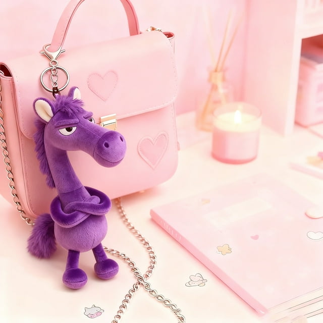 Llavero de peluche de caballo, figurita de muñeca mona, dije de peluche con tela suave, 12x5x5 cm para bolso, festivo, decoración de Año Nuevo Lunar