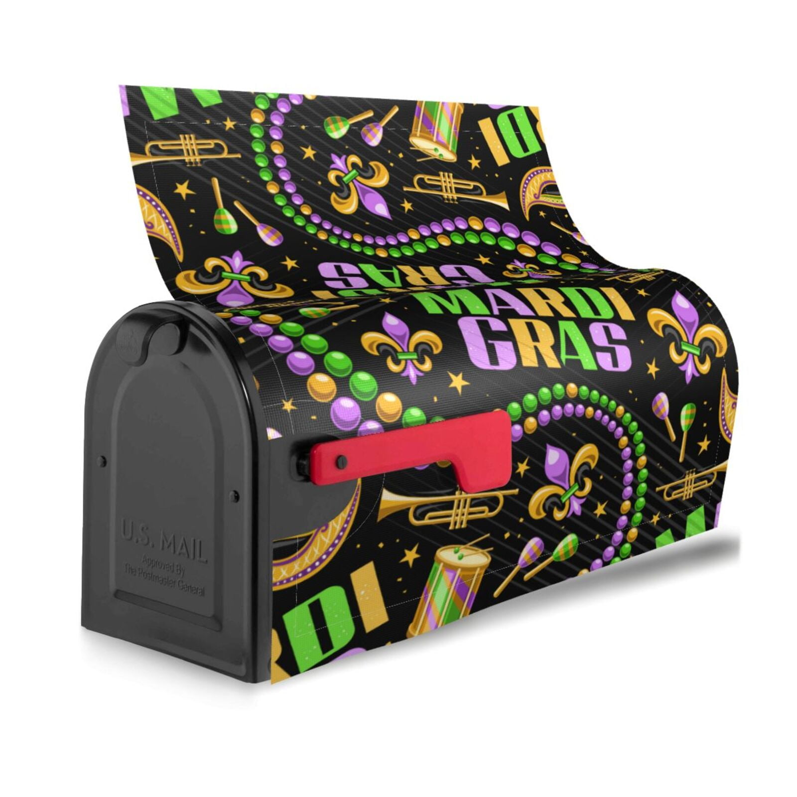 Rateoe Mardi Gras3 Printed Mailbox Covers - Easy to Install Fall, Winter, Spring, Summer Mailbox Cover - Weather and UV-Resistant Mailbox Decor - Mailbox Magnetic Covers-21x18 in