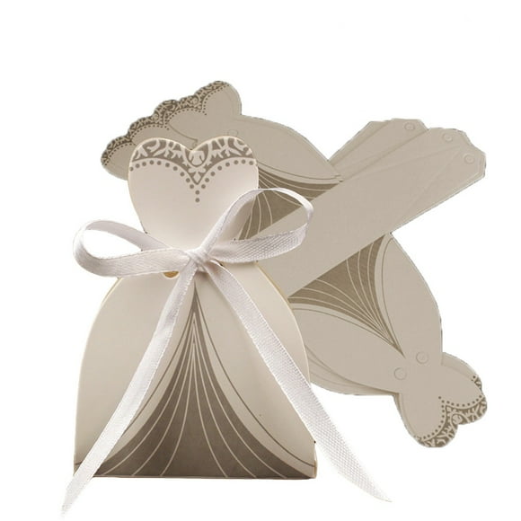 CIMAXIC wedding 50pcs Groom Tuxedo Bridal Dress Candy Boxes Sweets Packaging Favours for Wedding Party (Bride),8.66"X7.87"X0.12"