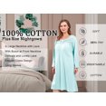 thumbnail image 4 of FEREMO Nightgowns for Women Plus Size 100% Cotton Long Sleeve Sleep Shirt Button Soft Slepwear, 4 of 7