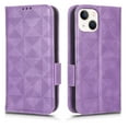 thumbnail image 2 of SaniMore Wallet Case for iPhone 14 Plus 6.7" 2022, Glitter PU Leather Case Triangle Pattern Card Slots Cash Pocket Kickstand Removeable Wrist Strip All-around Protective Magnetic Case,  Purple, 2 of 9