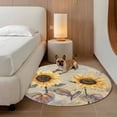 thumbnail image 2 of Yellow Sunflowers Round Area Rug 6Ft Washable Circle Rugs for Bathroom Office, Retro Floral Leaves Butterfly Plants Khaki Non-Slip Carpet Floor Mats Indoor Outdoor Carpet Runner Aesthetic Home Decor, 2 of 8