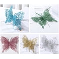 thumbnail image 4 of 20 piezas de adornos navideños con mariposas brillantes, adornos colgantes para árbol de Navidad con mariposas brillantes en 3D, decoración de mariposas artificiales huecas con clips y tallos para cor, 4 of 7