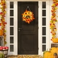 thumbnail image 6 of Btomtd Diameter 30cm Pumpkin Leaf Autumn Wreath Garland Harvest Festival Wall Hanging Indoor Outdoor Halloween Thanksgiving Party Decor, D, 6 of 6