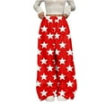 thumbnail image 2 of Flannel Pajama Pants Women Baggy Wide Leg Fleece Lounge Pants Soft Fluffy Star Print Pajama Pants 2025 Fashion Fall Winter Elastic Waist Trousers Red XXL, 2 of 5