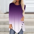 thumbnail image 3 of Camisas Para Mujer Casual Gradiente Impreso Manga Larga Cuello Redondo Botones Irregular Pullover Blusa Tops Odeerbi ODB129585, 3 of 5