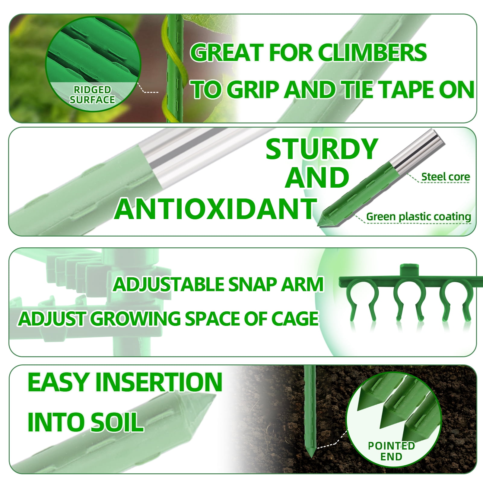 Remiawy Tomato Cages for Potted Plants, 3 Pack Adjustable Tall Up to 48" Tomato Trellis Plant Support Stake Cage with Plant Ties for Raised Garden Bed Outdoor Climbing Plants Vegetables Flowers