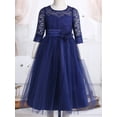 thumbnail image 2 of Alvivi Girls Kids Floral Lace First Communion Dress Half Sleeves Wedding Bridesmaid Pageant Party Gown Dark Blue 10, 2 of 7