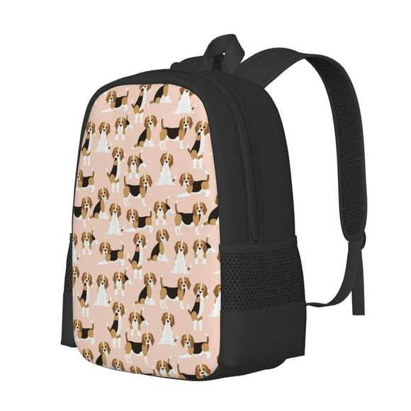 Fotbe Beagle Dog On Brown Pattern Student Backpack –School backpack Large Capacity Durable and Ergonomic Backpack with Laptop Compartment and Multiple Pockets