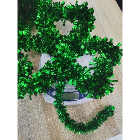 ETHKIA 12.99 Inch St Patricks Day Shamrock Tinsel Wreaths for Front Door, Shamrock Shaped Hanging Green Tinsel Wire Wreath for Irish Holay Wall Window Party Decor Multicolor