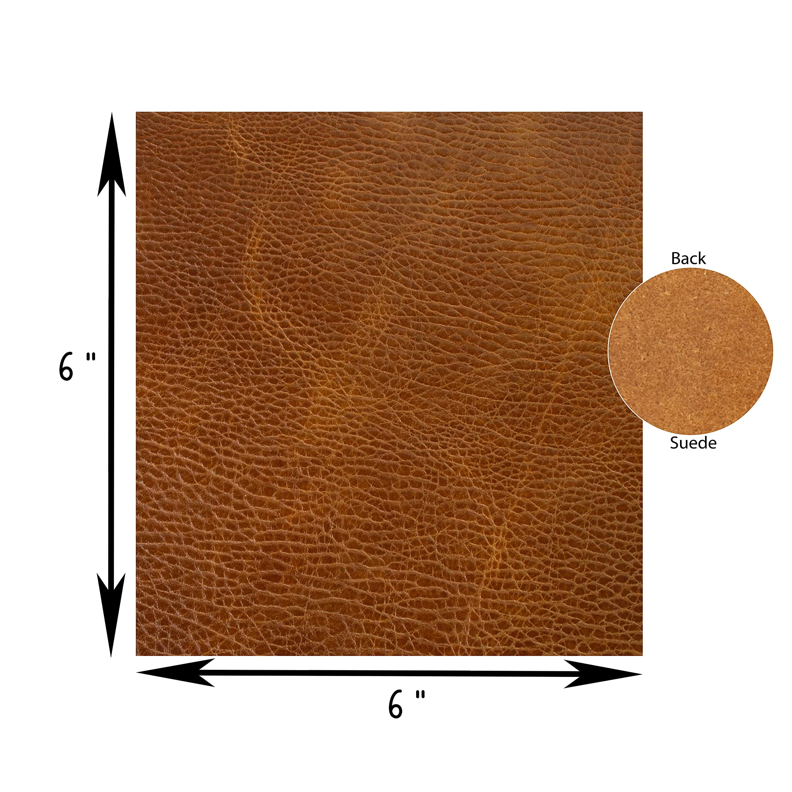 FabricLA Genuine Leather Tooling and Crafting Sheets | Heavy Duty Full Grain Cowhide (3.00mm) 6X6 - Arizona Cognac