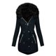 thumbnail image 1 of Parkas de manga larga para mujer, chaqueta con botones y cordón, con cremallera y doble bolsillo, de felpa, con capucha y manga larga, de algodón, 1 of 8