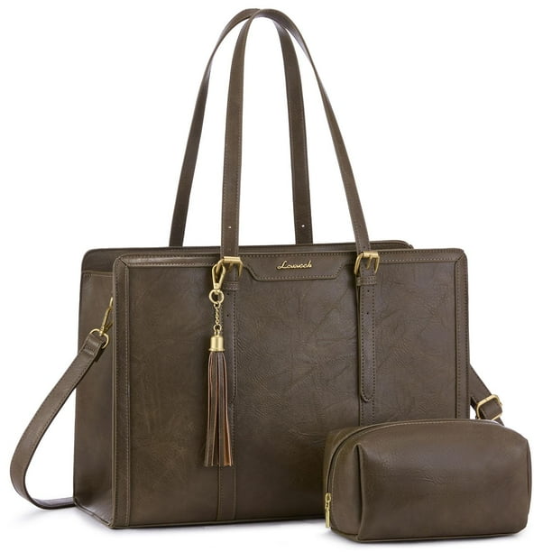 Bolsa de cuero vintage LOVEVOOK para portátil de 15.6 pulgadas con bolso de mano