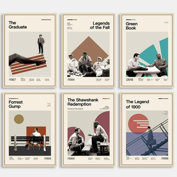 Movie Posters Set of 6 Unframed Canvas Wall Art A4 Size Classic Vintage Movie Posters for Wall Decor Aesthetic
