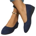 thumbnail image 5 of HTHLVMD Suede Wedge Heel Flats, Elegant Lightweight Anti-Slip Low Heel Wedge Loafers for Women, Comfortable Business Office Work Shoes, Round Toe Slip-On Wedge Pumps, Dark Blue 5.5, 5 of 5