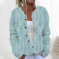 thumbnail image 2 of ZQUUVOU Women's Shirts Cardigan Long Sleeve Hollow Out Solid Color Jacket (Light Blue,M), 2 of 5