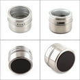 thumbnail image 6 of Set of 12 Magnetic Spice Jars Containers Stainless Steel Round 100ml Circular Spice Tins Spice Storage Containers Box Set Countertop Organization with Lids and Magnetic Base for Cabinet Kitchen, 6 of 12