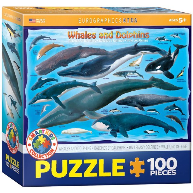 Rompecabezas de 100 piezas de ballenas y delfines