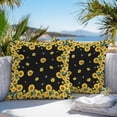 thumbnail image 3 of Outdoor Waterproof Throw Pillow Covers Set of 2 Sunflower Decorative Pillowcases Square Outdoor Pillows Cushion Case 18x18 Inch Bee Farmhouse Floral Black Patio Pillows for Couch Sofa Bed Garden, 3 of 9